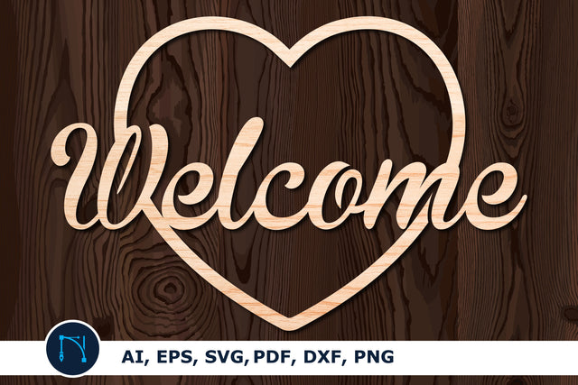 welcome laser cut sign SVG with heart SVG MD JOYNAL ABDIN 