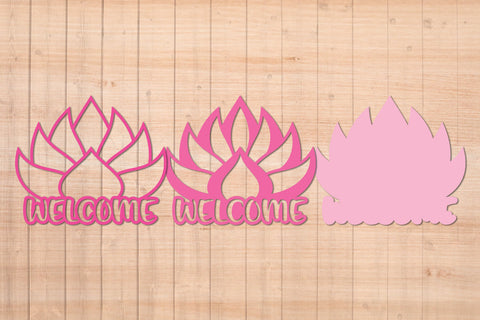 Welcome Lotus Sign - Layered Door Sign SVG SVG Slim Studio 