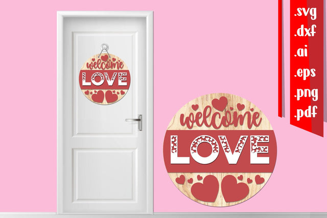 Welcome Love Layered Door Sign Svg Cut Files SVG zafrans studio 