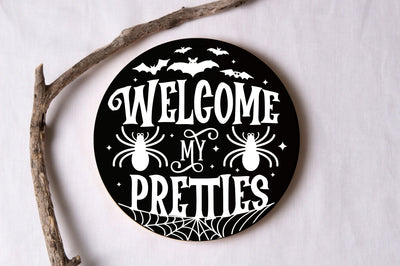 Welcome my pretties, Halloween Door Sign SVG SVG DESIGNISTIC 