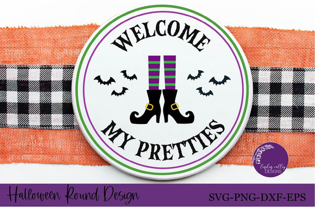 Welcome My Pretties SVG|Halloween Round Sign SVG SVG Linden Valley Designs 