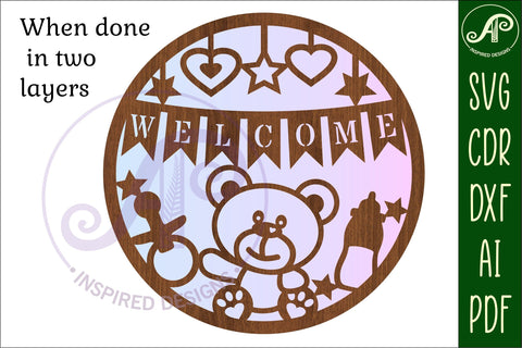 Welcome New Baby wall art sign, SVG file. vector SVG APInspireddesigns 