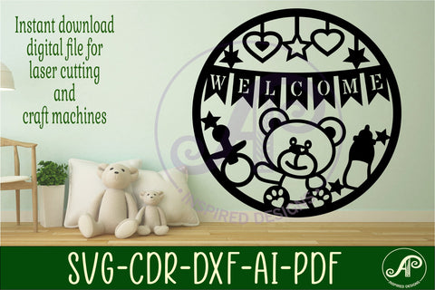 Welcome New Baby wall art sign, SVG file. vector SVG APInspireddesigns 