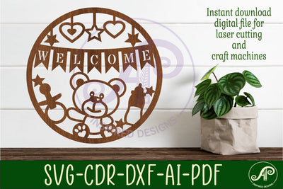 Welcome New Baby wall art sign, SVG file. vector SVG APInspireddesigns 