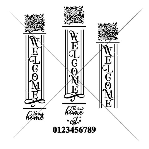 Welcome patriotic Porch Sign File - vertical SVG file for long door sign (3 sizes) SVG Chameleon Cuttables 