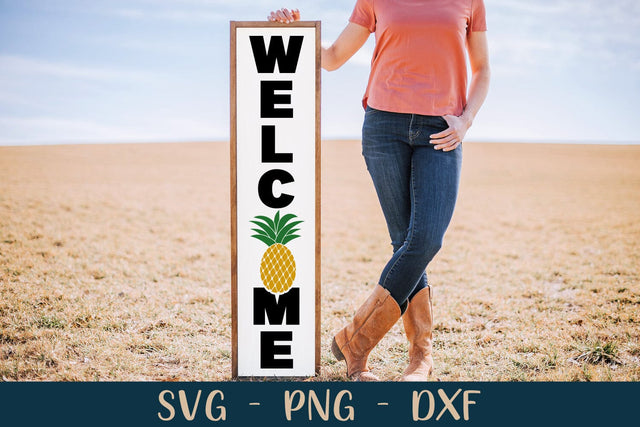 Welcome Pineapple Farmhouse Style Summer Porch Sign SVG SVG Shine Green Art 