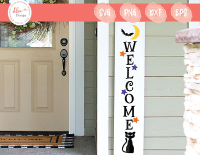 Welcome Porch Sign - Black Cat - SVG, PNG, DXF, EPS SVG Elsie Loves Design 