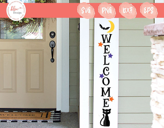 Welcome Porch Sign - Black Cat - SVG, PNG, DXF, EPS SVG Elsie Loves Design 