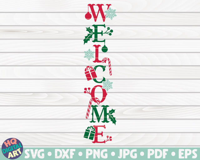 Welcome Porch Sign SVG | Winter/Christmas Themed Porch Sign SVG HQDigitalArt 