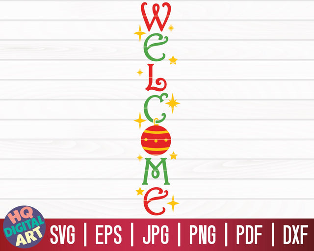Welcome Porch Sign SVG | Winter/Christmas Vertical Porch Sign SVG SVG HQDigitalArt 