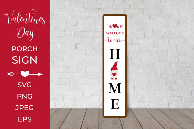 Welcome Porch Sign with gnome. Valentines Vertical Sign SVG LaBelezoka 