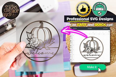 Welcome pumpkin and flowers | FALL SVG Sign SVG The Vintage Signs Shop 