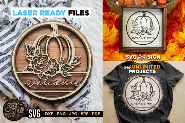 Welcome pumpkin and flowers | FALL SVG Sign SVG The Vintage Signs Shop 