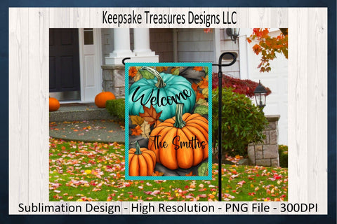 Welcome Pumpkin Garden Flag, Fall Sublimation PNG Garden Flag, Autumn Yard Flag PNG Design, Instant Download, Wreath Attachment Template Sublimation Keepsake Treasures Designs LLC. 