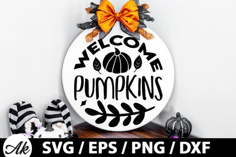 Welcome pumpkins Round Sign SVG akazaddesign 
