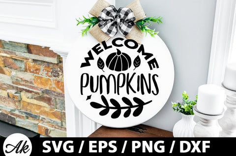 Welcome pumpkins Round Sign SVG akazaddesign 