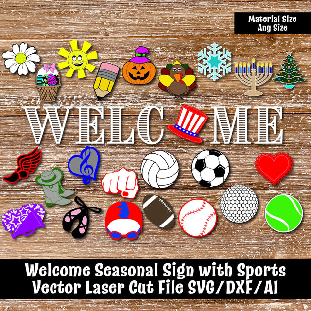 Welcome Seasonal Sign Laser Cut File SVG Design Shark 