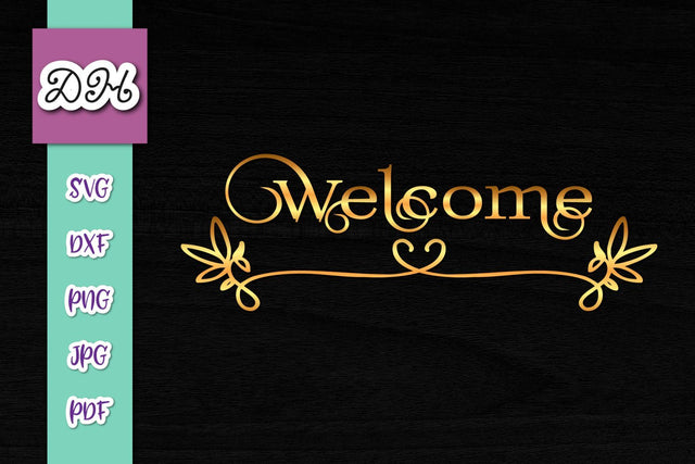 Welcome Sign Print & Cut SVG Digitals by Hanna 