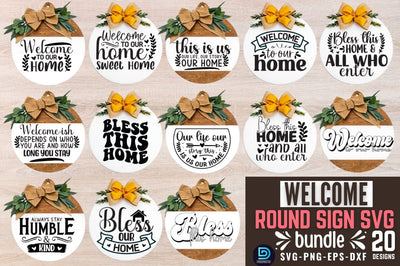 Welcome sign Round SVG bundle SVG DESIGNISTIC 