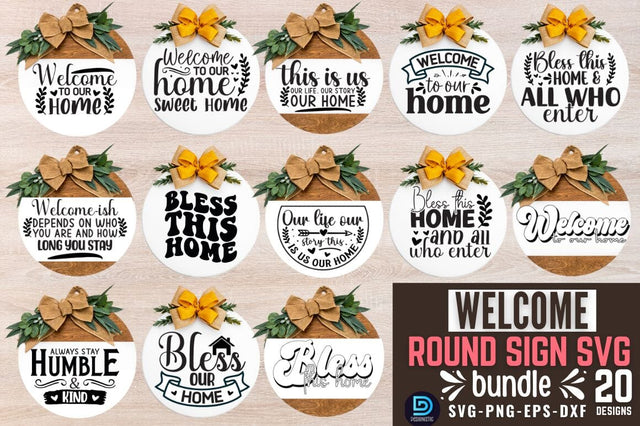 Welcome sign Round SVG bundle SVG DESIGNISTIC 