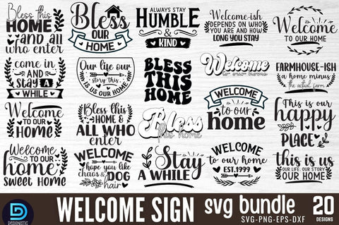 Welcome sign Round SVG bundle SVG DESIGNISTIC 