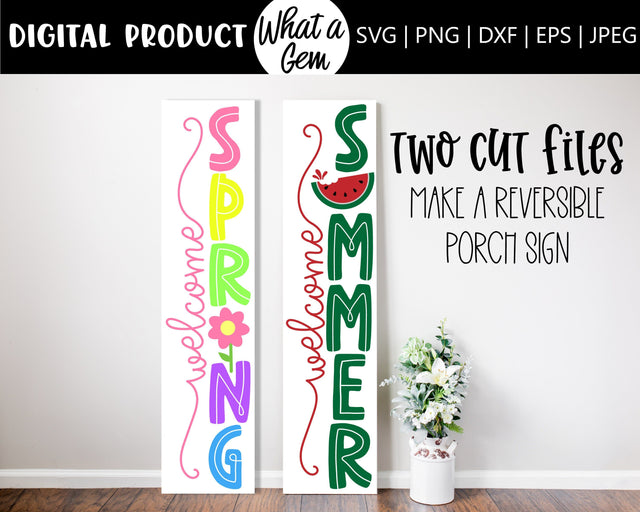 Welcome Sign SVG Bundle | Reversible Sign | Double Sided Sign | Welcome Spring Sign SVG | Welcome Summer Sign SVG | Spring Porch Decor svg SVG What A Gem SVG