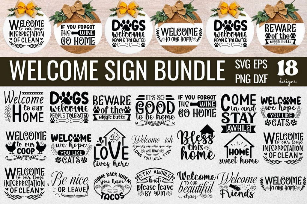 Welcome Sign SVG bundle - So Fontsy