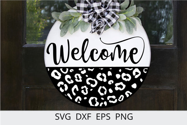welcome sign svg, front porch decor SVG, welcome SVG, leopard print SVG SVG Chamsae Studio 