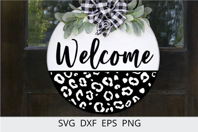 welcome sign svg, front porch decor SVG, welcome SVG, leopard print SVG SVG Chamsae Studio 