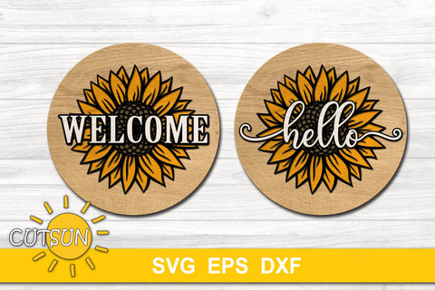 Welcome Sign SVG | Hello Sunflower SVG SVG CutsunSVG 