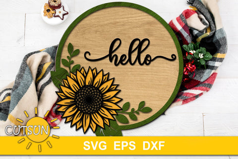 Welcome Sign SVG | Hello Sunflower SVG SVG CutsunSVG 