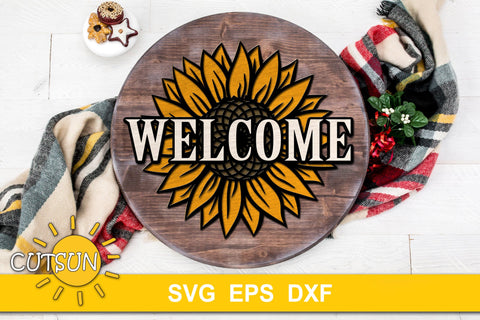 Welcome Sign SVG | Hello Sunflower SVG SVG CutsunSVG 