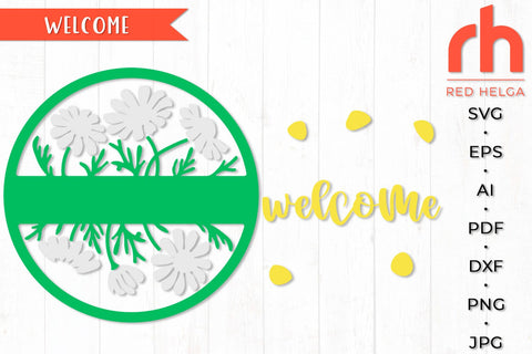 Welcome Sign SVG - Round Hanger Cut File - Spring Door Decor DXF SVG RedHelgaArt 