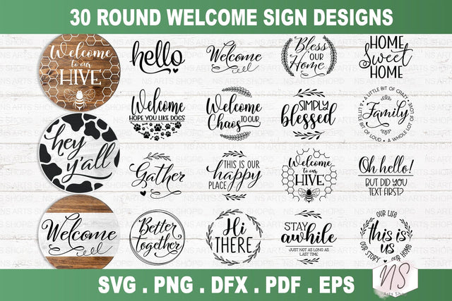 Welcome Sign SVG, Round sign svg bundle, Family SVG SVG NS Arts Shop 