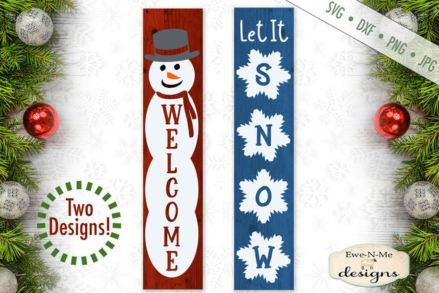Welcome - Snowman - Let It Snow - Winter - Vertical - SVG SVG Ewe-N-Me Designs 