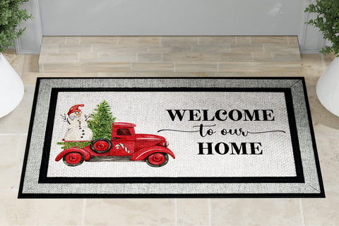 Welcome Snowman & Red Pick Up Christmas Door Mat PNG Sublimation BijouBay 