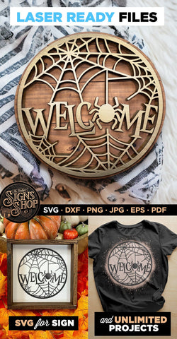 Welcome Spider web | Halloween SVG Sign SVG The Vintage Signs Shop 