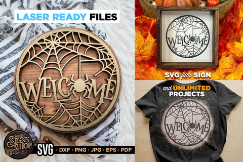Welcome Spider web | Halloween SVG Sign SVG The Vintage Signs Shop 