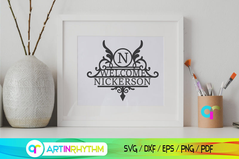 welcome split monogram svg - So Fontsy