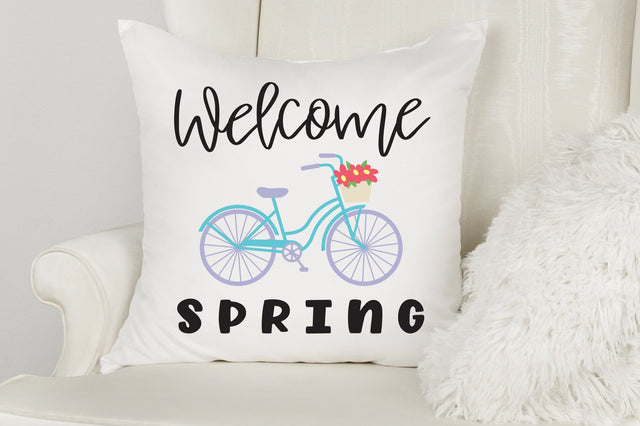 Welcome Spring Flower Bicycle SVG Caffeinated SVGs 