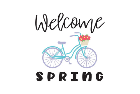 Welcome Spring Flower Bicycle SVG Ikonart Design Shop 