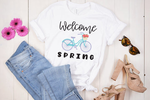 Welcome Spring Flower Bicycle SVG Ikonart Design Shop 