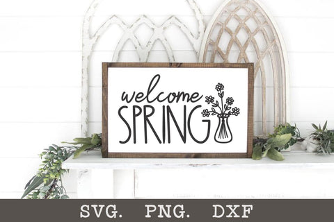 Welcome Spring SVG Cut File SVG Shine Green Art 