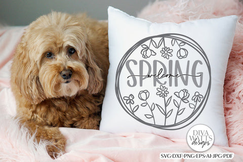Welcome Spring SVG | Farmhouse Wreath Design SVG Diva Watts Designs 