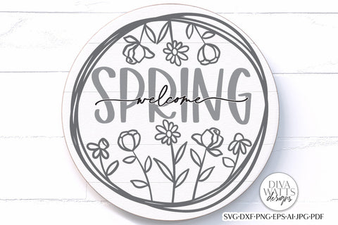 Welcome Spring SVG | Farmhouse Wreath Design SVG Diva Watts Designs 