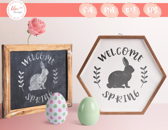 Welcome Spring - SVG, PNG, DXF, EPS SVG Elsie Loves Design 