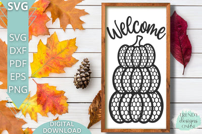 Welcome Stacked Pumpkin SVG I Chicken wire Pumpkin sign SVG SVG Trendy Designs Online 