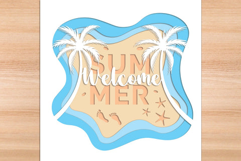 Welcome Summer - 3D Layered Paper Cut SVG SVG Slim Studio 