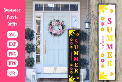 Welcome Summer Porch Sign SVG. Vertical Front Sign SVG LaBelezoka 