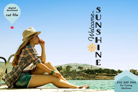 Welcome Summer SVG Cut File Front Porch Vertical Sign SVG Lettershapes 